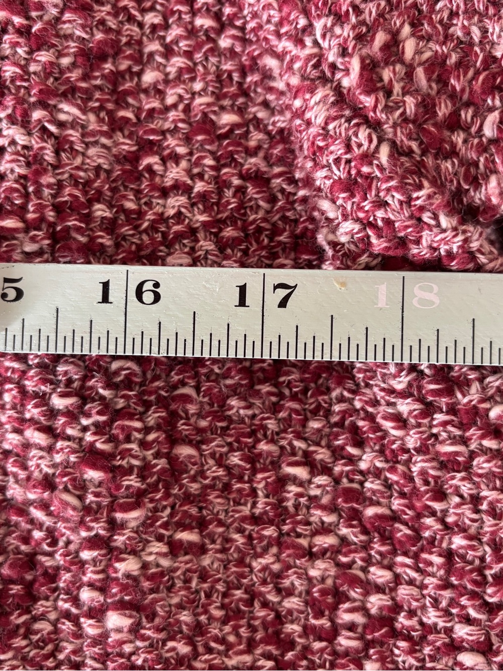 J.Crew Marled Knit Fringe Cardigan Sweater XL Burgundy Button Front - Picture 6 of 7